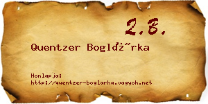 Quentzer Boglárka névjegykártya